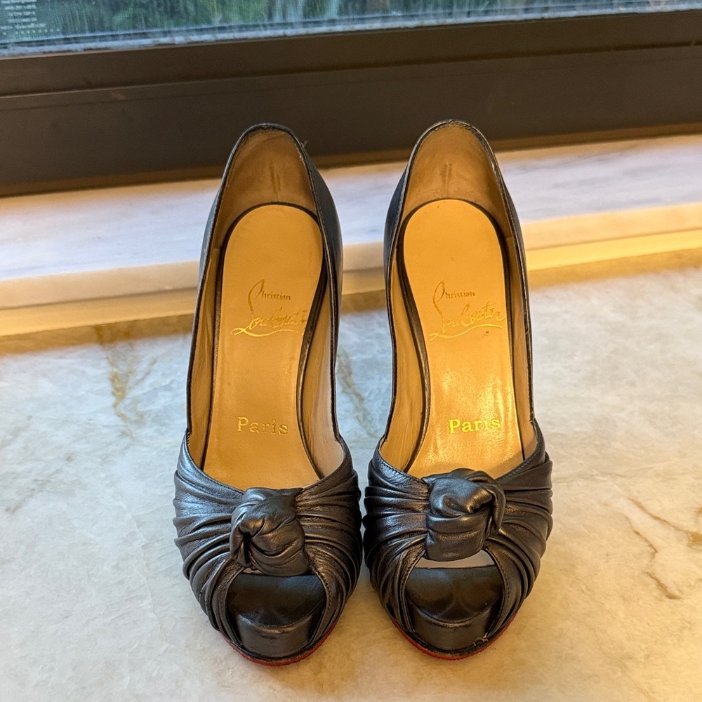 Christian Louboutin Knotted Peep Toe Heels